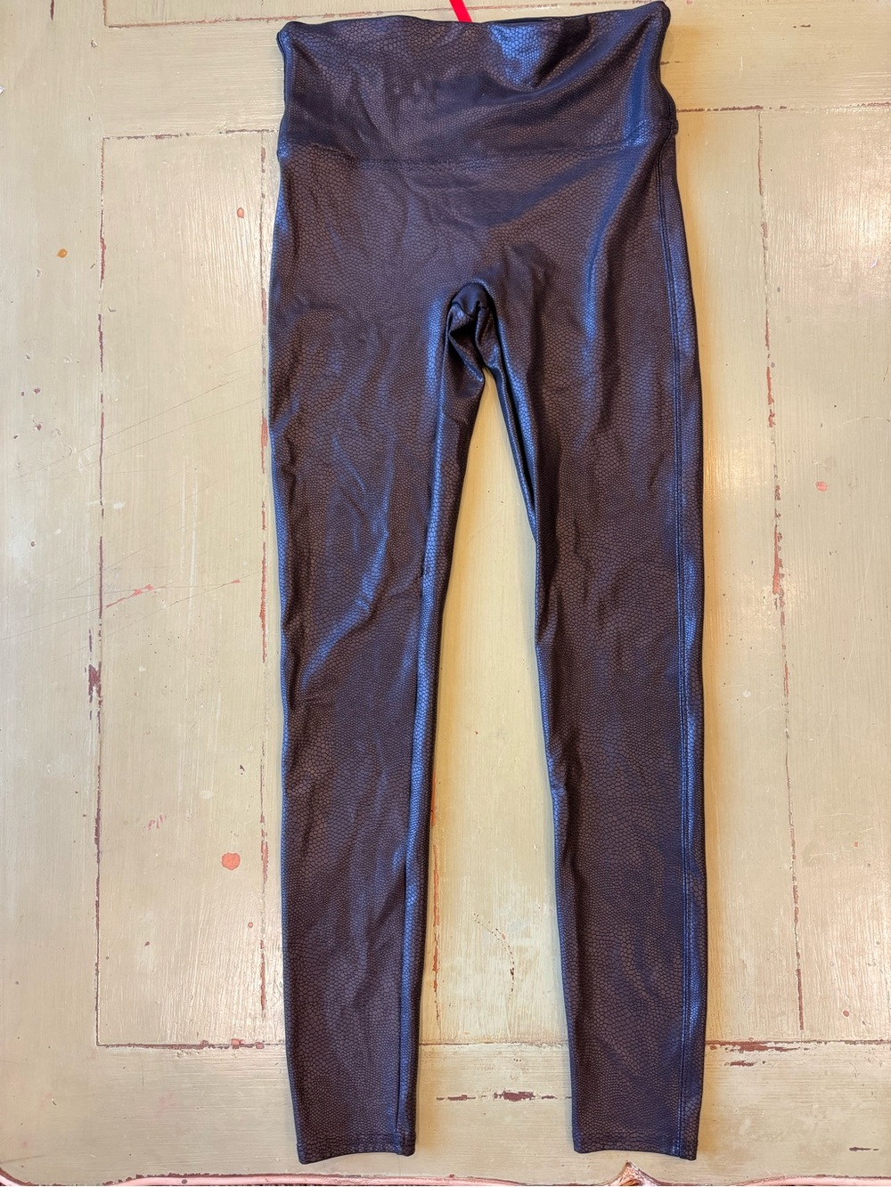 Spanx Black Faux-Leather Textured Leggings